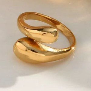 Minimalist Silver Color Rings for Women Fashion Water drop 18k gold plated Irreg